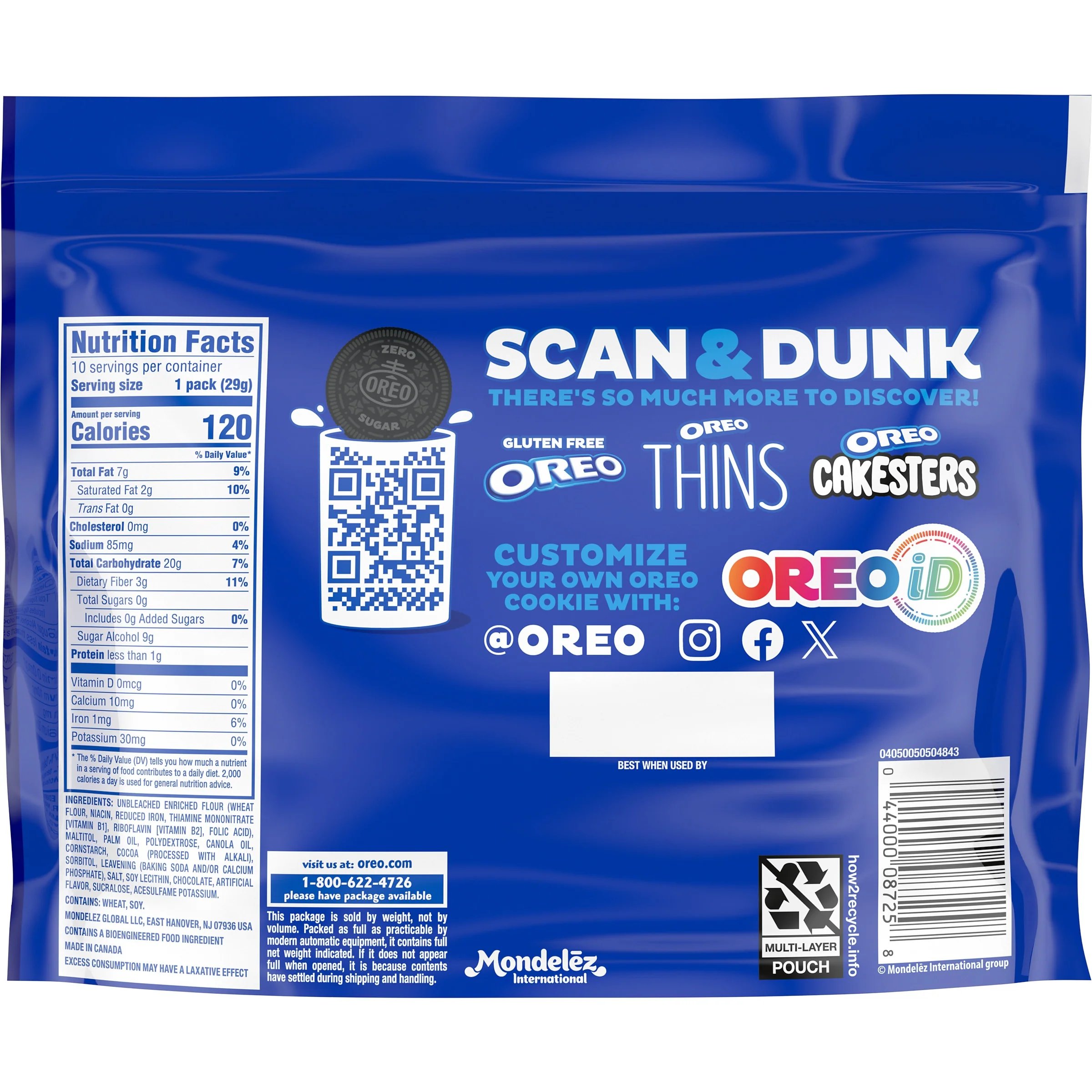 Zero Sugar Double Stuf Chocolate Sandwich Cookies, Snack Packs - Image 2