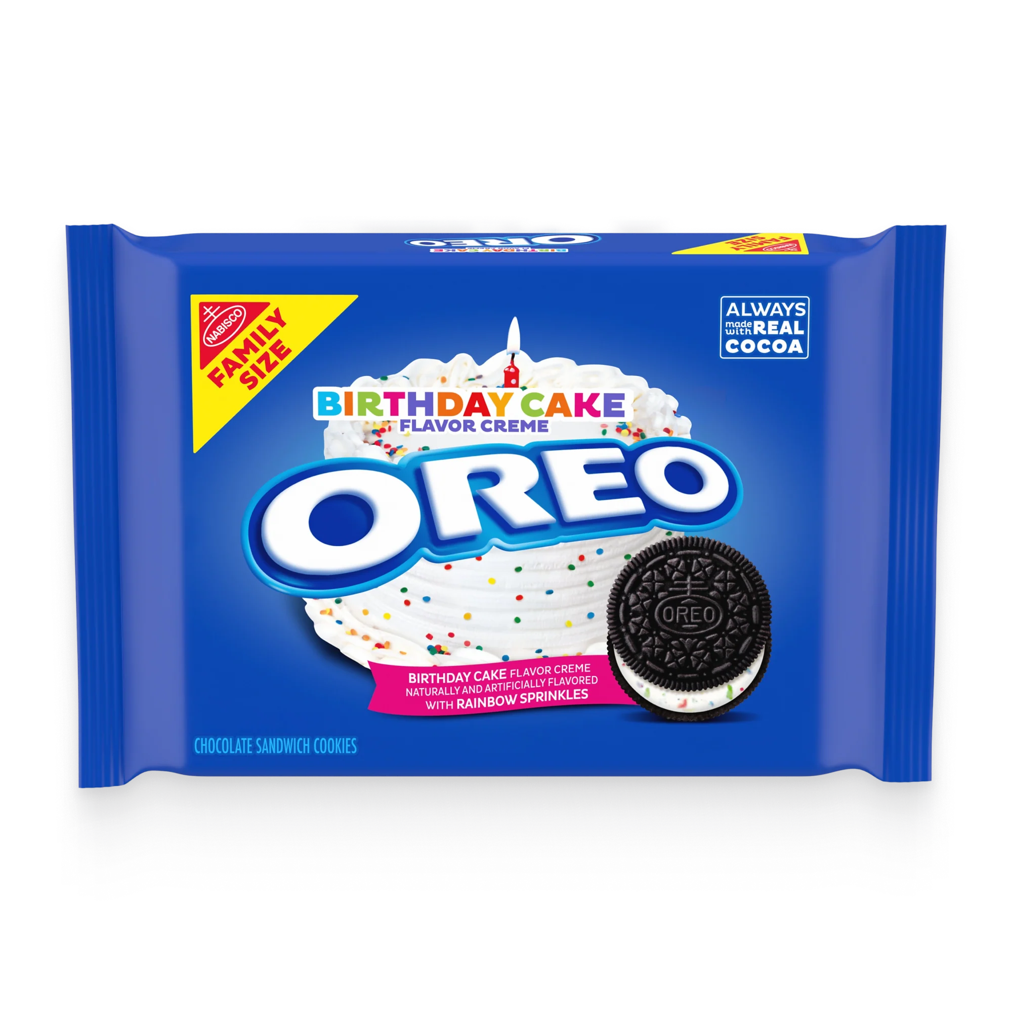 Birthday Cake Creme Chocolate Sandwich Cookies, Family Size