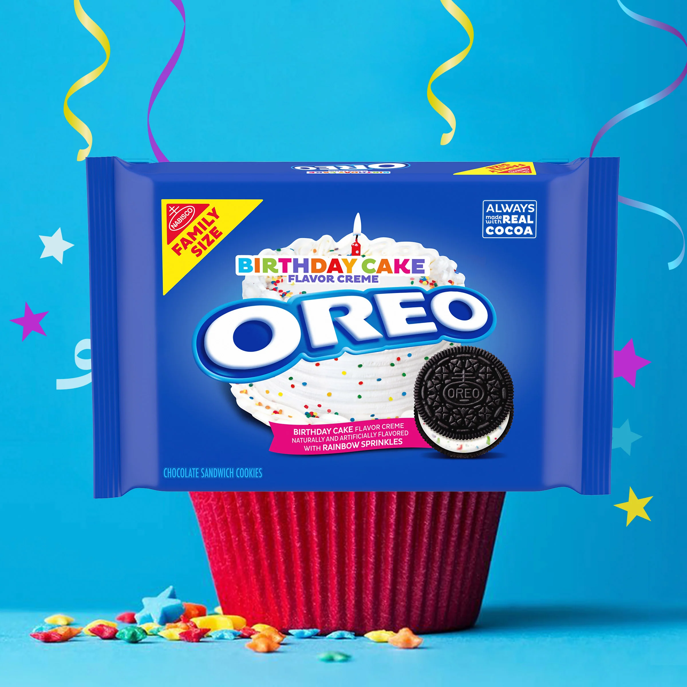 Birthday Cake Creme Chocolate Sandwich Cookies, Family Size - Image 3