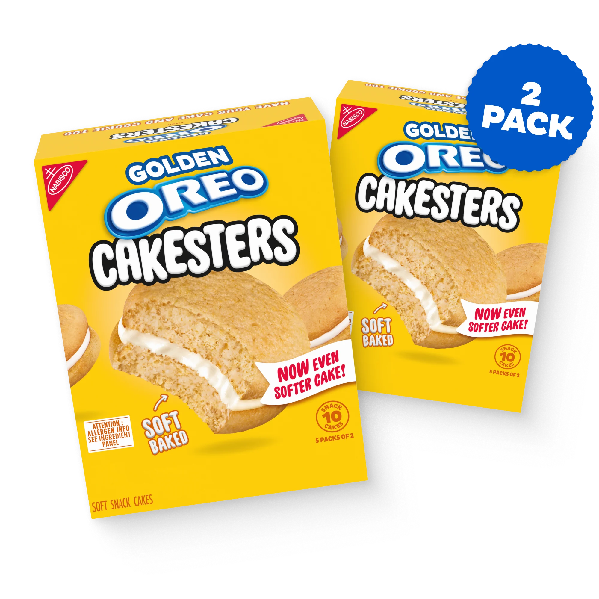 Golden Cakesters Soft Snack Cakes, Snack Packs, 2 Pack