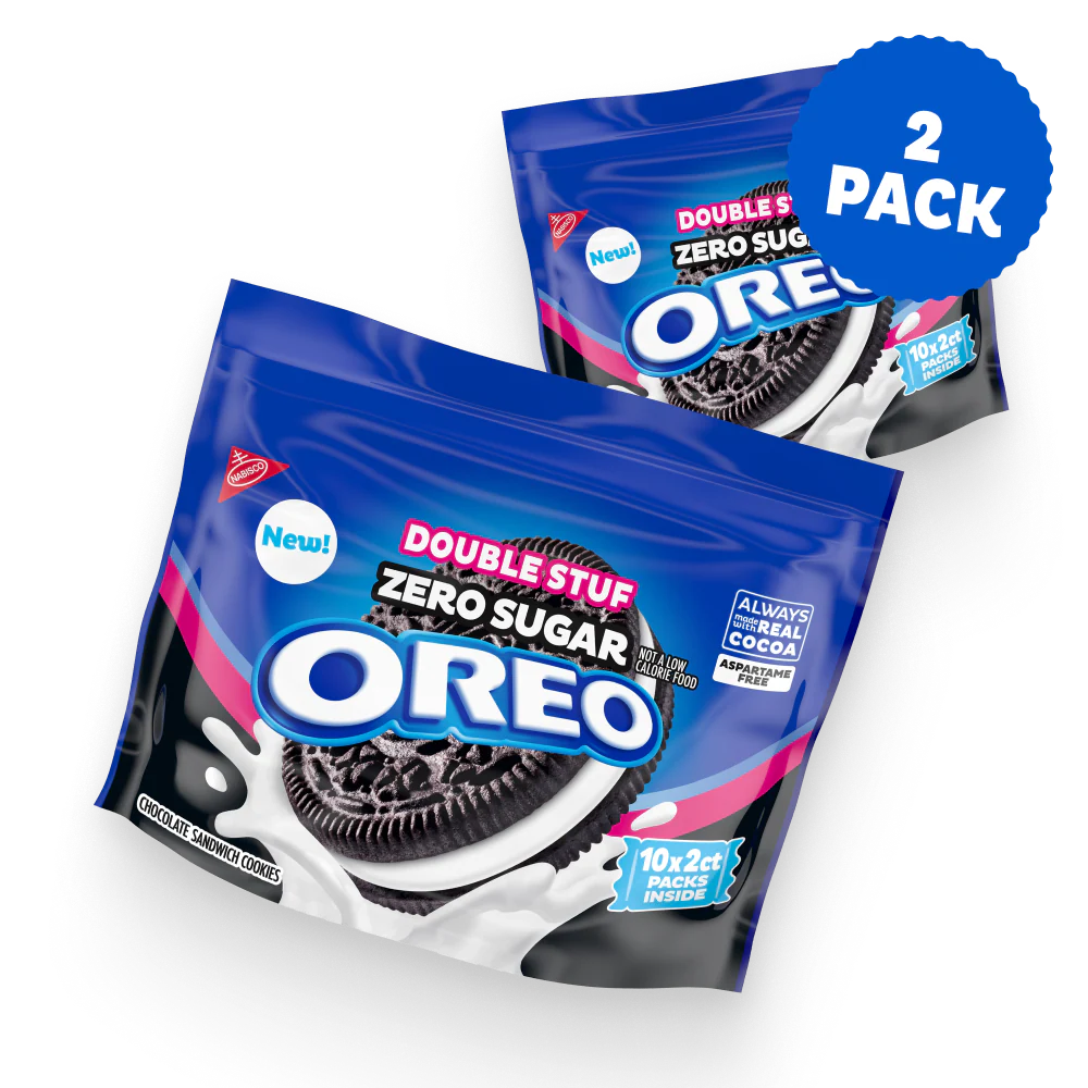 Zero Sugar Double Stuf Chocolate Sandwich Cookies, Snack Packs, 2 Pack